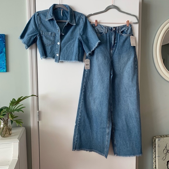 free people denim set